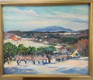 C. 1940 Impressionist Oil On Canvas Signed (M.E. Brown- Massachusetts) 'The Red Barn'