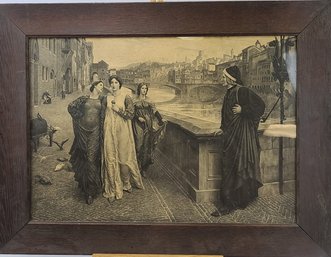 Fantastic, Antique Print Set In Oak Frame - Great Subject Matter