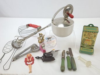 Vintage, Kitchen Lot With Match Safes, Implements And More