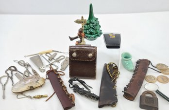 Misc. Vintage, Lot Of Advertising Pieces, Whistle, Tree Lighter, Shell Purse And More
