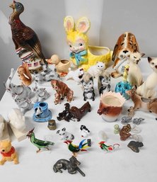 Large Lot Of Animal Related Porcelain, Metal And Glass, Vintage Items