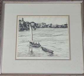 Original Signed Etching By Charles H. Woodbury (american 1864 - 1940) Massachusetts