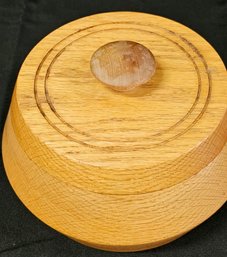 Signed, Hand Made Red Oak Covered Bowl - Connecticut