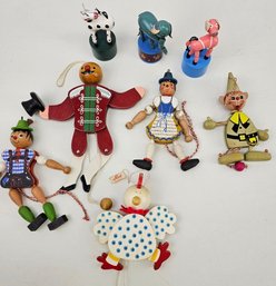 Lot Of Wooden Toy Puppets - Austria, Italy, Etc.