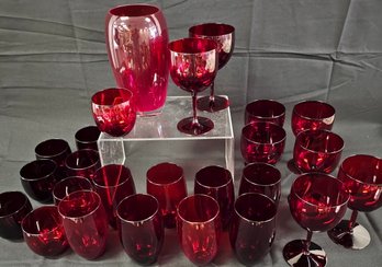 Large Red/ruby Glassware Lot