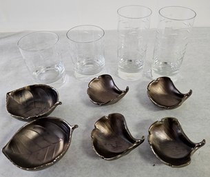 Vintage, Crate And Barrel 'reef Fish' Glasses And Butter Pats