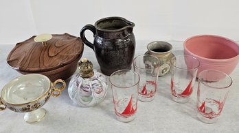 Pottery And Glass Lot - Mcm And More