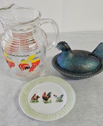 Chicken And Rooster Antique And Vintage Lot - Abc Plate