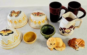 Lot Of Pottery, Goebel Cats And Moth Molds