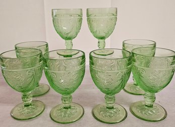 Depression Glass, Green Water Goblets