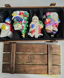 Wooden Crate Of Thomas Pacconi Christmas Ornaments