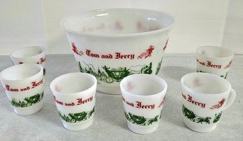 Tom And Jerry Christmas Punch Bowl And Cups