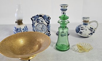 Delft, Pickard, Cambridge Glass And Blown Vinegar / Oil Cruet