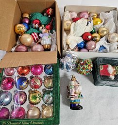 Large Lot Of Glass Christmas Ornaments