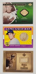 Lot Of 3, Baseball Cards With Game Used Bat Pieces