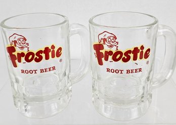 2, Frostie Root Beer Heavy Glass Mugs
