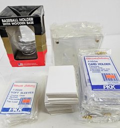 Lot Of Sports Card Sleeves And Acrylic Holders