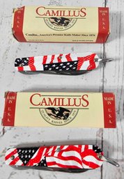 Lot Of 2, Camillus American Flag Knives - Vintage New In Box