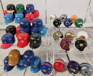 Mini Baseball Caps And Mini Football Helmets Collection