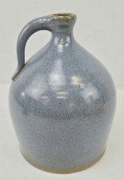 Art Pottery, Blue Stoneware Jug, Signed - 6' X 8.5'