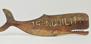Vintage, 33' Wooden Whale Sign 'Tranquility'