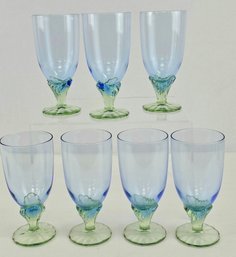 Rocco Bormiloli Italy Water Goblets - Stunning Blue & Green