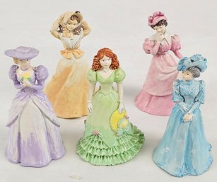 1990's Small, Cast Metal Victorian Ladies In Dresses - 2.5'