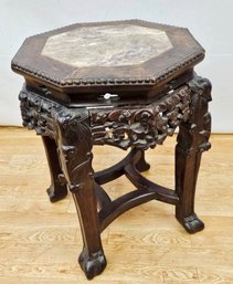 Rosewood, Chinese Marble Plant Stand