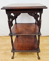 Antique, 3 Tiered Stand With Metal Ball And Claw Feet 18' X 18' X 29'