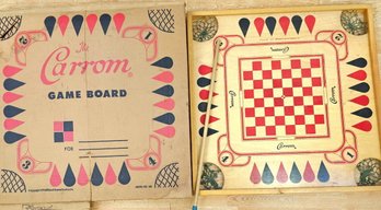 1970, Carrom Game Board In Original Box With Instructions And Game Pieces