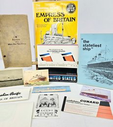 Vintage, Steam Ship Ephemera Lot Including, White Star Lines, Cunard Lines And More