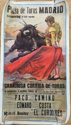 1970, Vintage Original Poster 'plaza De Toros Madrid' - 21' X 38'