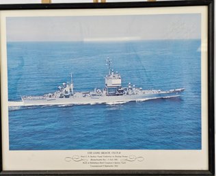1961 USS Long Beach, Hand Signed And Inscribed By The Captain - 15' X 19'