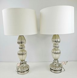 Modern Pair Of Lamps - Mercury Glass Style