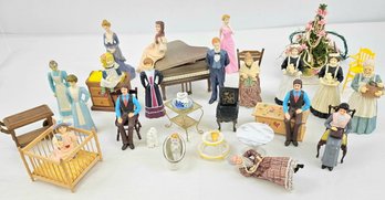 Large Lot Of Dollhouse People, Piano, Furniture, Etc.
