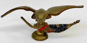 1919, Patriotic Brass American Eagle & Flag - Flag Topper