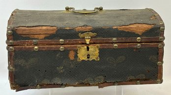 Very Early Dome Top Document Box With Paper Lining