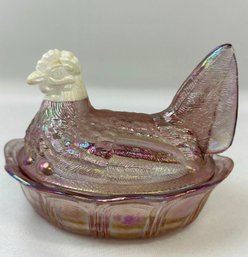 Fenton, Carnival Glass, Hen On Nest With Paper Work And Label