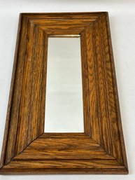 Small, Antique Oak Framed Mirror - 9' X 16'