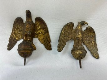 Pair Of Vintage, Brass Eagle Finials - Patriotic