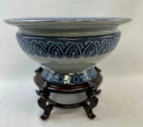 Large, Modern Porcelain Bowl On Pedestal