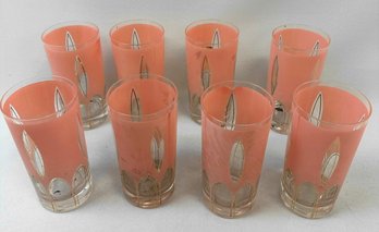 1950's MCM Drinking Glasses In Pink - 8 Pc.