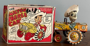 Vintage,  MILTON BERLE CAR BY MARX IN ORIGINAL BOX - Tin Wind Up Toy