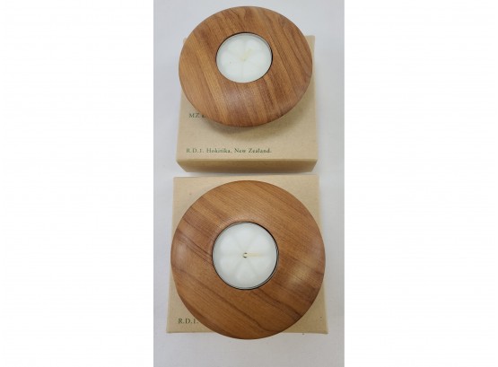 2 - New Zealand, Marc Zuckerman Design, Signed,  Wooden Candle Holders