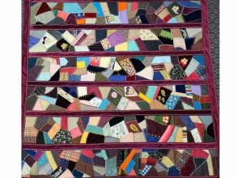 Hand Made And Stitched Crazy Quilt Childs Size 53x57'