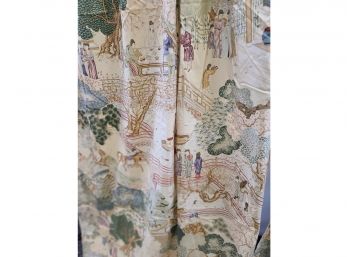 Chinese Motif Linen Drapes - Lined Four Panels 87'long 46' Wide