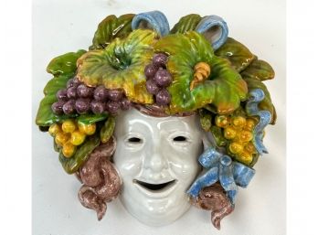 Italian Majolica Pottery Mask 10'