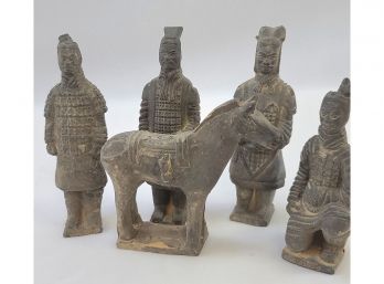 Chinese Warrior Clay Statues 6'- Total Of Five