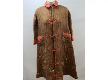 Handmade, Vintage Oriental Motif Quilted & Embroidered Coat