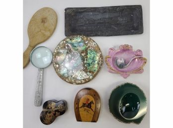 Vintage Lot Of Misc. Items Including Paris 1900 Magnifying Glass